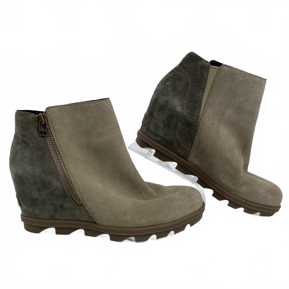 Sorel Green Suede Wedge Ankle Booties | Women’s US 10